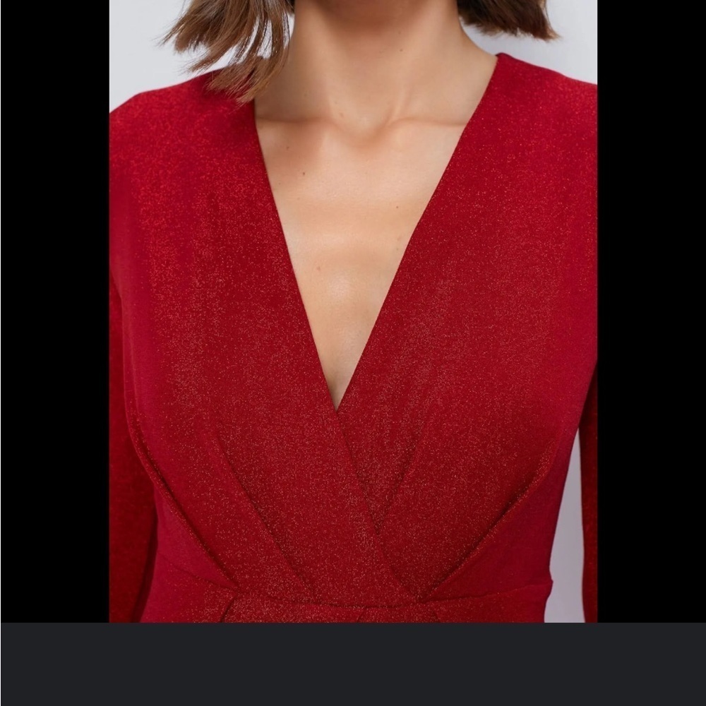 Tuckernuck Hyacinth House Angelina Gown Red Shimmer V Neck Dress Sz XXL NEW - Picture 3 of 14